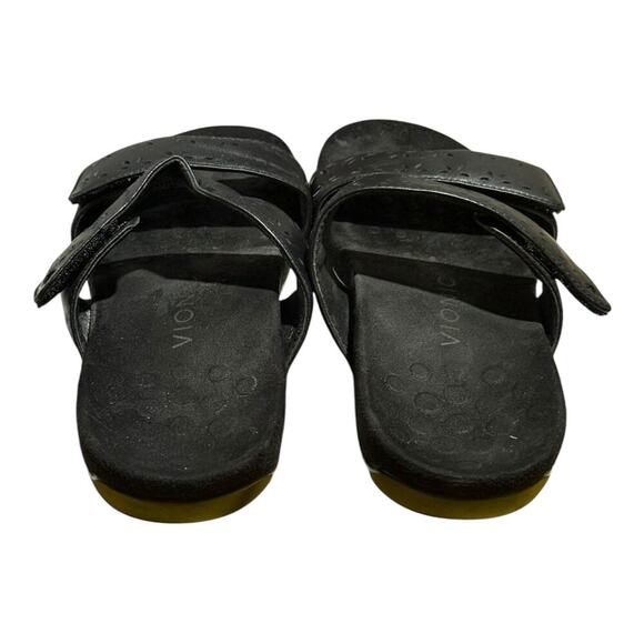 Vionic Belize Black Leather Orthotic Slide Sandals Women's Size 8 Adjustable - Picture 5 of 8